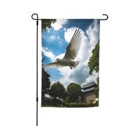 Bandiera da giardino, 30,5 x 45,7 cm, double face, per cortile, resistente alle intemperie, bandiere verticali per esterni, colombe bianche volare sopra il parco, bandiera di benvenuto, bandiera