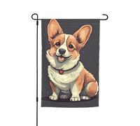 Bandiera da giardino 30,5 x 45,7 cm, double face, per cortile, resistente alle intemperie, bandiere verticali per esterni, simpatica illustrazione di cani corgi, bandiera di benvenuto, bandiera