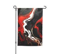 Bandiera da giardino, 30,5 x 45,7 cm, double face, resistente agli agenti atmosferici, bandiere verticali per esterni in marmo nero e rosso, bandiera di benvenuto, bandiera primaverile stagionale per
