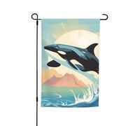 Bandiera da giardino, 30,5 x 45,7 cm, double face, resistente alle intemperie, bandiere verticali per esterni, orca in mare, bandiera di benvenuto, bandiera primaverile stagionale per prato e patio