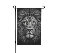 Bandiera da giardino, 30,5 x 45,7 cm, double face, resistente alle intemperie, bandiere verticali per esterni, testa di leone bianca e nera, bandiera di benvenuto, bandiera primaverile stagionale per