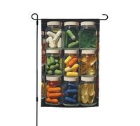 Bandiera da giardino, 30,5 x 45,7 cm, double face, resistente alle intemperie, bandiere verticali per esterni, per pillole, bandiera, benvenuto, primaverile, stagionale, decorazione per prato e patio