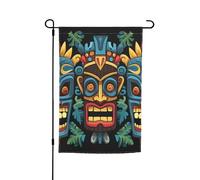 Bandiera da giardino, 30,5 x 45,7 cm, double face, resistente alle intemperie, bandiere verticali per esterni, motivo maschera tiki colorata, bandiera di benvenuto, bandiera primaverile stagionale per