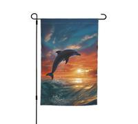 Bandiera da giardino, 30,5 x 45,7 cm, double face, resistente alle intemperie, bandiere verticali per esterni, delfini e palme, bandiera di benvenuto primaverile stagionale per prato decorazione patio