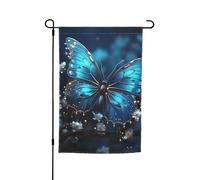 Bandiera da giardino, 30,5 x 45,7 cm, double face, resistente alle intemperie, bandiere verticali per esterni, farfalla blu e luna, bandiera di benvenuto primaverile stagionale per prato decorazione