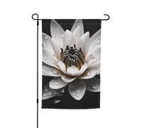 Bandiera da giardino, 30,5 x 45,7 cm, double face, resistente alle intemperie, bandiere verticali per esterni, bandiera di benvenuto con ninfea bianca e nera, bandiera di benvenuto, bandiera