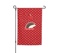 Bandiera da giardino, 30,5 x 45,7 cm, double face, resistente alle intemperie, bandiere verticali per esterni, a pois rossi, riccio, bandiera di benvenuto, bandiera primaverile stagionale per prato e