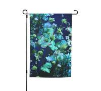 Bandiera da giardino, 30,5 x 45,7 cm, double face, resistente alle intemperie, bandiere verticali per esterni, farfalla verde e fiori blu, bandiera di benvenuto bandiera primaverile stagionale per