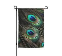 Bandiera da giardino, 30,5 x 45,7 cm, double face, resistente alle intemperie, bandiere verticali per esterni, belle piume di pavone, bandiera di benvenuto, bandiera primaverile stagionale per prato e