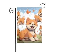 Bandiera da giardino 30,5 x 45,7 cm double face verticale benvenuto bandiere estive no dissolvenza bandiere casa carino Shiba Inu Dog Yard Banner per stagionale fattoria cortile decorazione esterna
