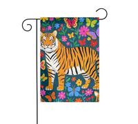 Bandiera da giardino 30,5 x 45,7 cm double face verticale benvenuto bandiere estive no dissolvenza bandiere per la casa fiore colorato stampa animale tigre Yard Banner per stagionale fattoria cortile