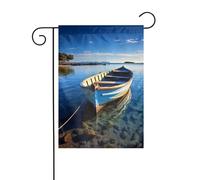 Bandiera da giardino 30,5 x 45,7 cm, double face, verticale, benvenuto, estate, bandiere, nessuna dissolvenza, bandierine per la casa, barca, in acqua blu, decorazione per esterni