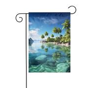 Bandiera da giardino 30,5 x 45,7 cm, double face, verticale, benvenuto, estate, bandiere, nessuna dissolvenza, bandierine per casa, bella isola nel mare, per decorazione esterna stagionale