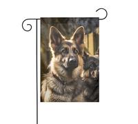Bandiera da giardino 30,5 x 45,7 cm, double face, verticale, benvenuto, estate, bandiere, nessuna dissolvenza, bandierine per casa, pastore tedesco, cortile, decorazione per esterni