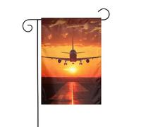 Bandiera da giardino 30,5 x 45,7 cm, double face, verticale, benvenuto, estate, bandiere, nessuna dissolvenza, bandierine per casa, aereo, tramonto, cortile, decorazione per esterni