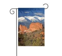 Bandiera da giardino 30,5 x 45,7 cm, double face, verticale, benvenuto, estate, nessuna dissolvenza, bandiere per la casa, picco del Colorado, striscione per cortile stagionale, decorazione esterna
