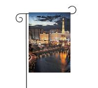 Bandiera da giardino 30,5 x 45,7 cm, double face, verticale, benvenuto, estate, non sbiadisce, bandiere per la casa di Las Vegas, vista notturna, striscione per cortile stagionale, decorazione esterna