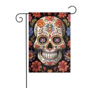 Bandiera da giardino 30,5 x 45,7 cm, double face, verticale, benvenuto, estate, non sbiadisce, bandiere per casa, teschi di zucchero, striscione da cortile per casa stagionale, decorazione esterna