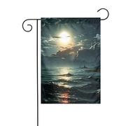 Bandiera da giardino 30,5 x 45,7 cm, double face, verticale, benvenuto, estate, non sbiadisce, bandiere per casa, mare, luna, cortile, decorazione per esterni