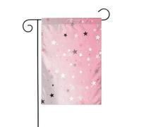 Bandiera da giardino 30,5 x 45,7 cm, double face, verticale, benvenuto, estate, senza sbiadimento, bandiere per la casa, rosa, bianche, stelle da cortile, decorazione per esterni