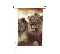 Bandiera da giardino 30,5 x 45,7 cm su entrambi i lati, bandiera da giardino con leone africano e leonessa, striscione stagionale per esterni, per primavera, estate, prato, portico, decorazione per la