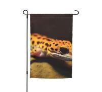 Bandiera da giardino 30,5 x 45,7 cm, verticale, doppia faccia, bandiera di benvenuto per esterni, leopardo, piccolo geco, bandiera decorativa da giardino, piccola bandiera da giardino in iuta, per