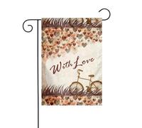 Bandiera da giardino 30,5 x 45,7 cm WHJDPP Bicicletta sotto il cuore albero romantico Immagine decorazione del giardino spesso resistente alle pieghe per giardino esterno prato terrazza