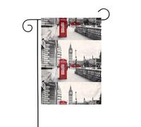 Bandiera da giardino 30,5 x 45,7 cm YUGTAEE Red Phone Booth London Street Printing decorazione da giardino spessa resistente alle rughe per giardino esterno prato terrazza