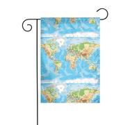 Bandiera da giardino 30,5 x 45,7 cm YUGTAEE World Map Stampa decorazione da giardino spessa resistente alle pieghe per giardino esterno prato terrazza