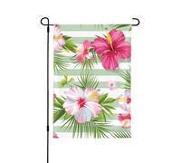 Bandiera da giardino 31,5 x 45,7 cm bandiera da cortile a doppia faccia fiore tropicale ibisco orchidea floreale striscia per piante da giardino all'aperto bandiere decorazioni per la casa