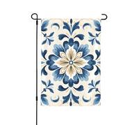 Bandiera da giardino 31,5 x 45,7 cm, doppia faccia, bandiera astratta geometrica blu floreale stampa artistica da giardino all'aperto decorazioni per la casa
