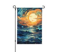 Bandiera da giardino 31,5 x 45,7 cm, doppia faccia, bandiera astratta oceanica luna nuvola all'aperto giardino bandiera decorazioni per la casa