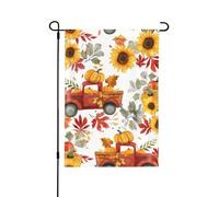 Bandiera da giardino 31,5 x 45,7 cm, doppia faccia, camion rosso con girasoli, stile country vintage, decorazione per la casa