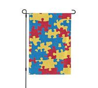 Bandiera da giardino 31,8 x 45,7 cm, doppia faccia, da cortile, puzzle autistico, decorazione per la casa