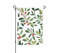 Bandiera da giardino 31 x 45 cm doppia bandiera da cortile con foglie rosse e ciliegie verdi per esterni, decorazione per la casa