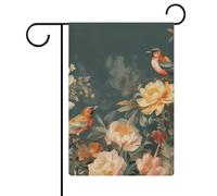 Bandiera da giardino 32,6 x 47,5 cm con fiori e uccelli su entrambi i lati, bandiere di benvenuto, decorazione stagionale, per esterni, patio, prato, portico, fattoria