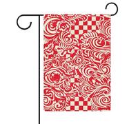 Bandiera da giardino 32,6 x 47,5 cm, doppia faccia, rossa e bianca, bandiere di benvenuto, decorazione stagionale, per esterni, patio, prato, portico, fattoria