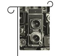 Bandiera da giardino 32,6 x 47,5 cm, doppia faccia, vintage, con fotocamera, bandiere di benvenuto, decorazione stagionale, per esterni, patio, prato, portico, fattoria