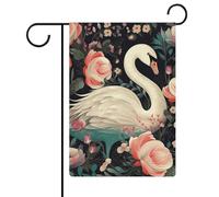 Bandiera da giardino 32,6 x 47 cm, doppia faccia floreale cigno bandiere di benvenuto stagionali decorative per cortile all'aperto bandiere da giardino per esterni patio prato portico decorazione
