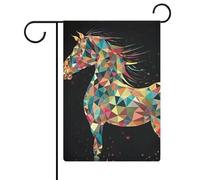 Bandiera da giardino 32,6 x 47 cm, double-face, con cavalli colorati, bandiere di benvenuto, decorazione stagionale, per esterni, patio, prato, portico, fattoria