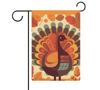 Bandiera da giardino 32,6 x 47 cm, double face, con tacchino davanti alle foglie, bandiere di benvenuto, decorazione stagionale, per esterni, per patio, prato, portico, fattoria