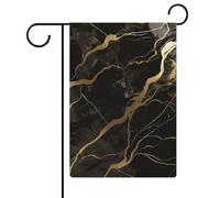 Bandiera da giardino 32,6 x 47 cm, double face, in marmo nero e oro, bandiere di benvenuto, decorazione stagionale, per esterni, per patio, prato, portico, fattoria