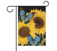 Bandiera da giardino 32,6 x 47 cm girasoli gialli su entrambi i lati con farfalle blu bandiere di benvenuto bandiere decorative stagionali per cortile all'aperto piccole bandiere da giardino per