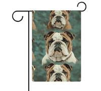 Bandiera da giardino 32,6 x 47 cm su entrambi i lati, divertente bulldog inglese, bandiere di benvenuto, decorazione stagionale, per esterni, per patio, prato, portico, fattoria