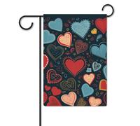 Bandiera da giardino, 32 x 47 cm, da appendere, a forma di cuore arioso, bandiera di benvenuto da giardino, bandiere da cortile per esterni, decorazioni per la casa per prato portico