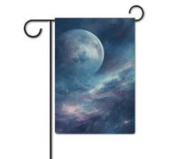 Bandiera da giardino, 32 x 47 cm, da appendere, con nebulosa e luna, bandiera di benvenuto da giardino, bandiere da cortile per esterni, decorazioni per la casa per prato e portico