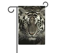 Bandiera da giardino, 32 x 47 cm, da appendere, con tigre bianca e nera, bandiera di benvenuto da giardino, bandiere da cortile per esterni, decorazioni per la casa per prato e portico