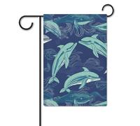 Bandiera da giardino, 32 x 47 cm, da appendere, delfino, benvenuto, bandiera da giardino, per esterni, decorazioni per la casa, per prato e portico