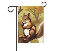 Bandiera da giardino, 32 x 47 cm, da appendere, scoiattolo, mangia-noci, bandierine da giardino, per esterni, decorazioni per la casa, per prato e portico