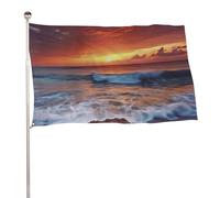 Bandiera da giardino 61 x 88,9 cm, per esterni, acqua marina, crepuscolo, spiaggia, tramonto, vacanza, bandiera grande con occhielli in ottone, resistente allo sbiadimento, bandiera esterna per la